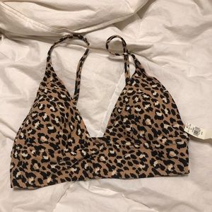Aerie Leopard Longline Triangle Bikini Top - size M